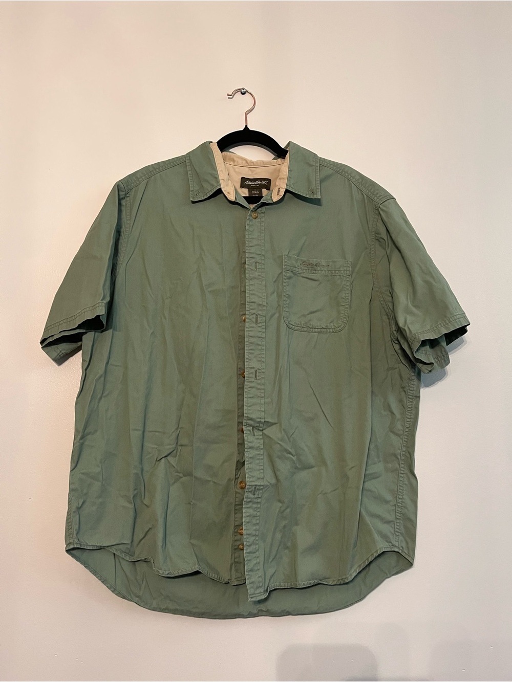 Eddie Bauer Short-Sleeve Button-Down Shirt in Olive